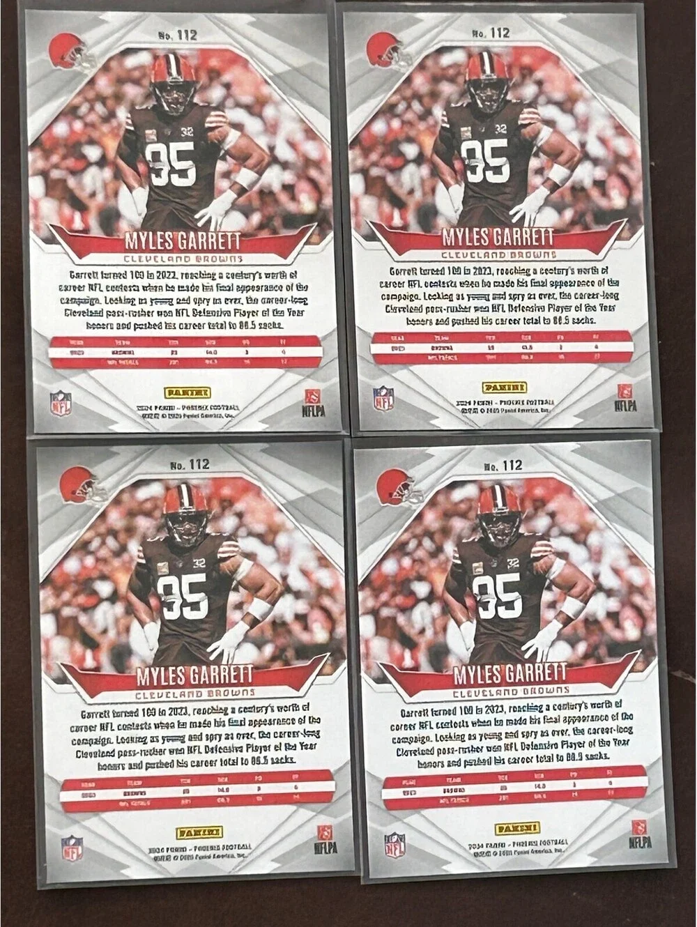 Myles Garrett 2024 Panini Phoenix Laser #112 +. Cleveland Browns Lot of 4 NM